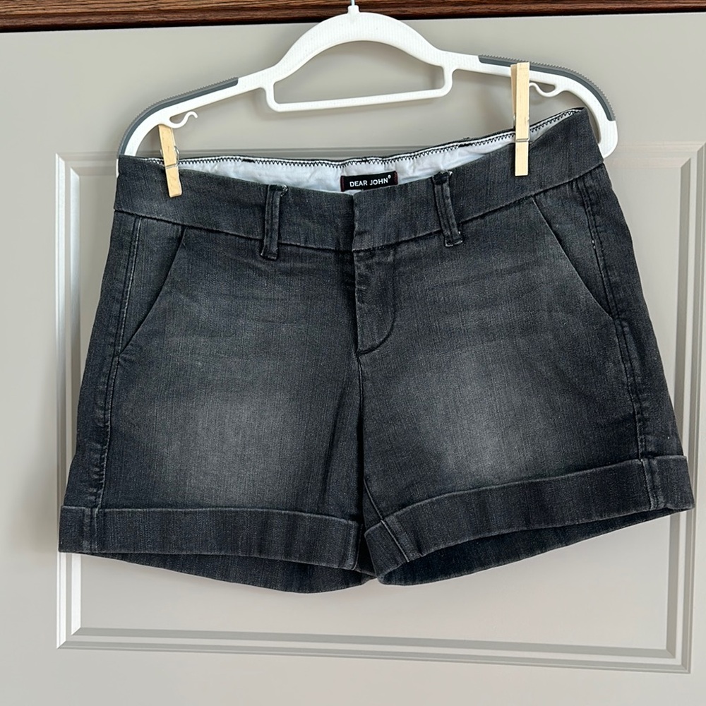Dear John Women's Black Finnegan Cuffed Denim Shorts Size 28